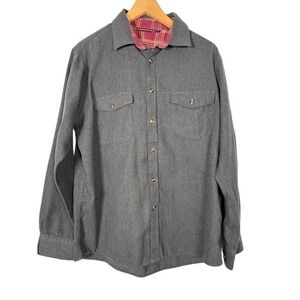 Mens Button Down Flannel Lined Gray Long Sleeve Shirt Design in Italy - L